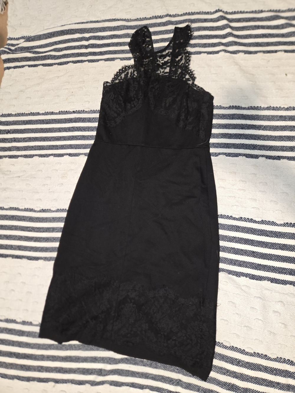 Guess Black Lace Midi Dress with Sheer Lace Bodice
